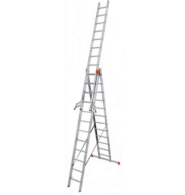 Универсальная 3-секционная лестница KRAUSE Tribilo (3х14 ступенек) (129727)