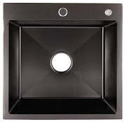 Мойка для кухни интегрированная Lidz Handmade H5050B Brushed Black PVD 3,0/0,8 мм