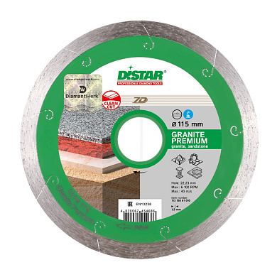 Алмазный отрезной диск Distar Granite Premium 125x22.2