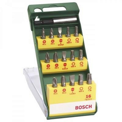 Bosch Бiта  набiр рiзних 15 шт. + унiверсальний тримач